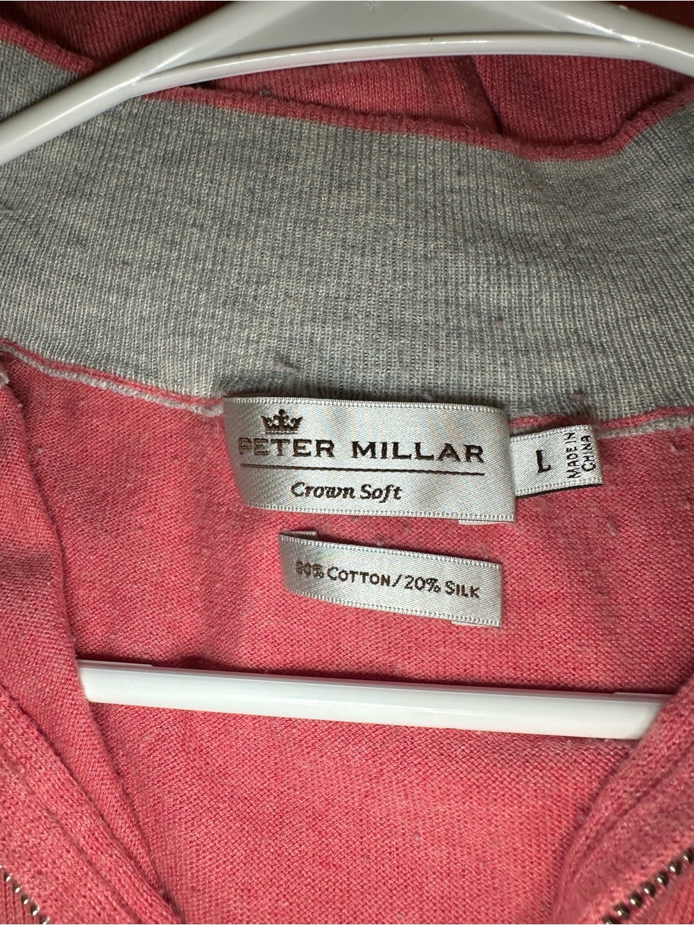 (2)(Damaged) L & XL Peter Millar Men's Coral Zip Sweater - Crown Soft